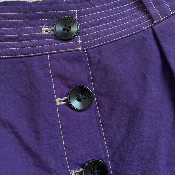 Osis Studio Stacey Purple and Tan Pleated Linen Cotton Mini Skirt - Picture 3 of 9